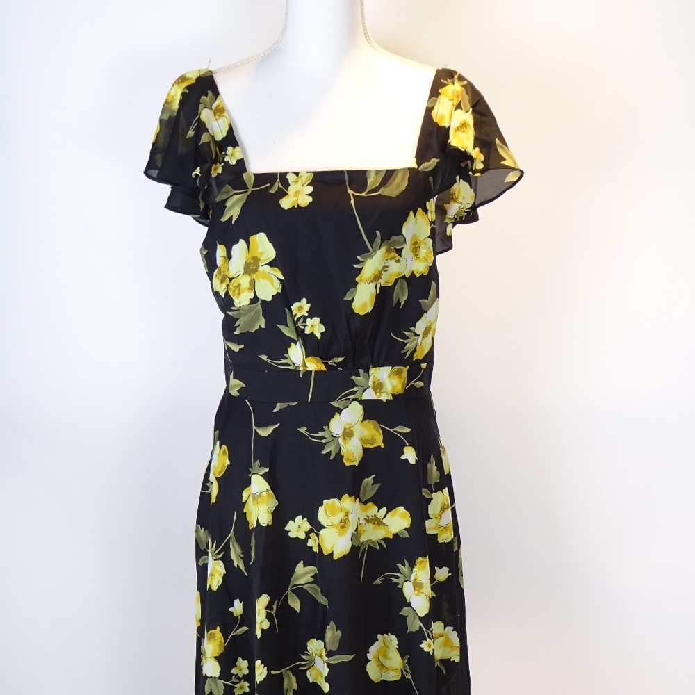 Noctflos Women’s Sz L Black Yellow Floral Casual